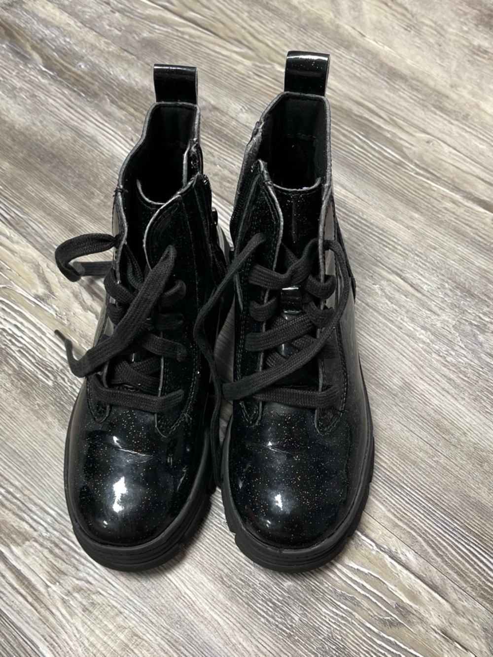 UGG Kids Black Glitter Lace-Up Ankle Boots